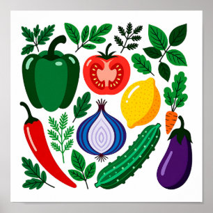 Vegetable pattern poster