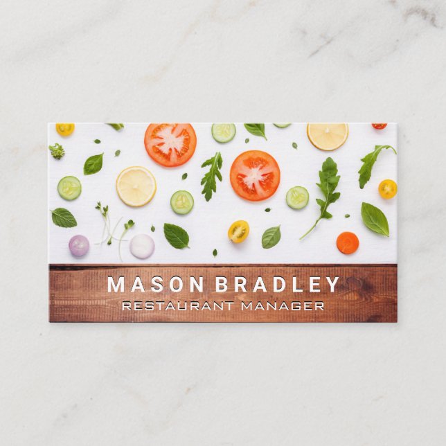 Vegetable Pattern | Wood Business Card (Front)