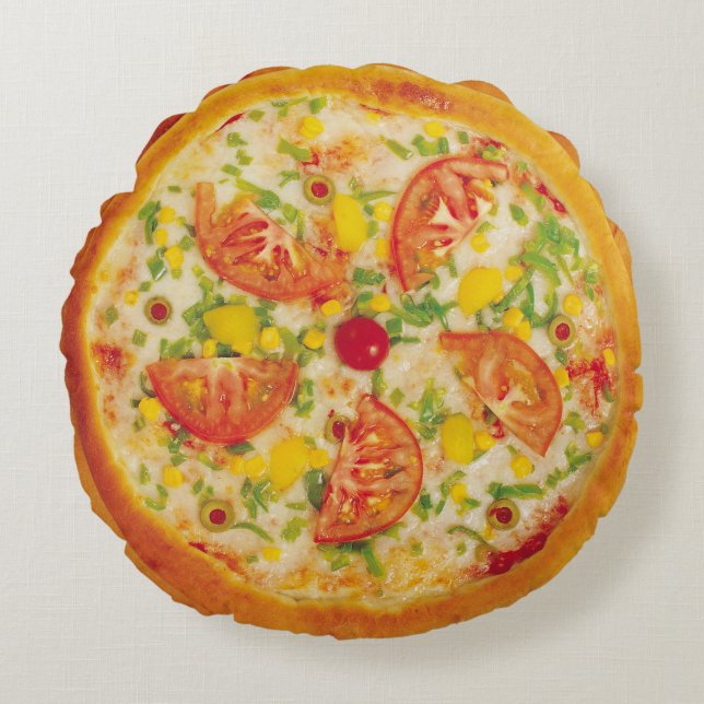 Vegetable Pizza Round Pillow (Front)