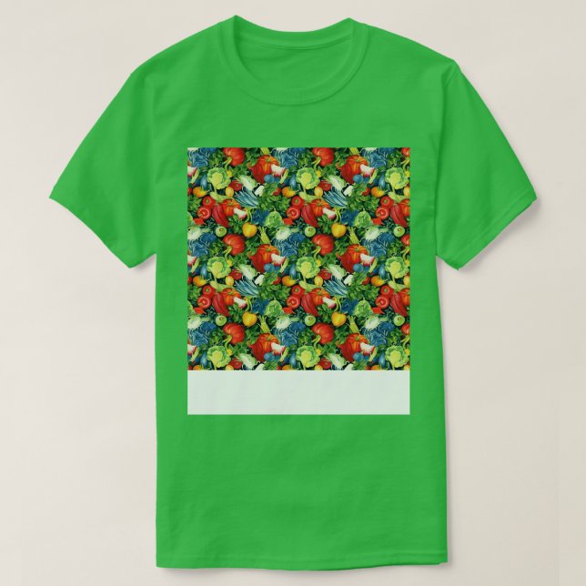 Vegetable Seamless Pattern Veggie Leafy Green Sala T-Shirt (Design Front)