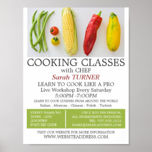 Vegetable Selection, Cooking Classes Advertising Poster