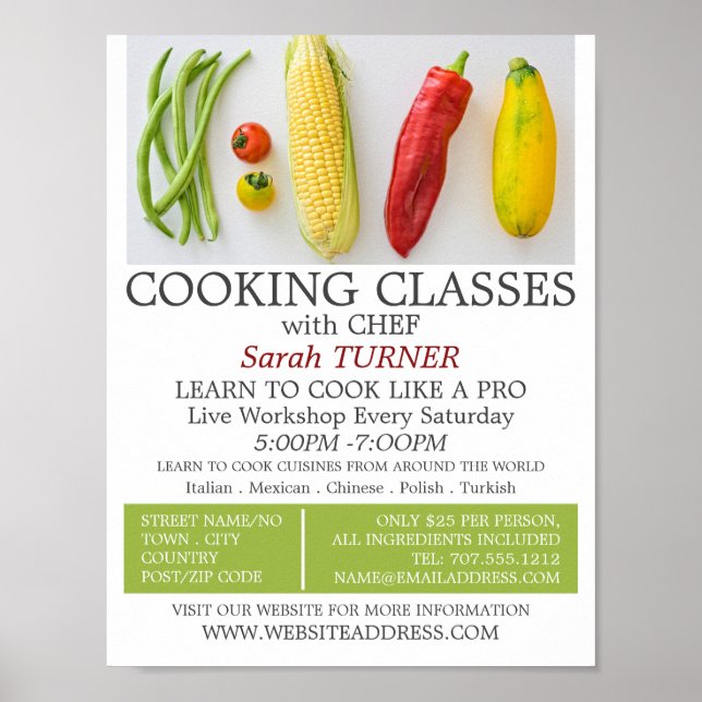 Vegetable Selection, Cooking Classes Advertising Poster (Front)