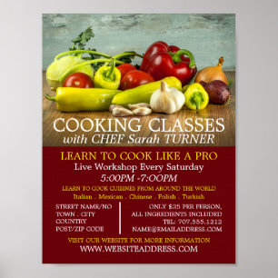 Vegetable Selection, Cooking Classes Advertising Poster