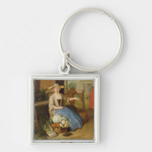 Vegetable Seller, Covent Garden, c.1726 (oil on pa Keychain