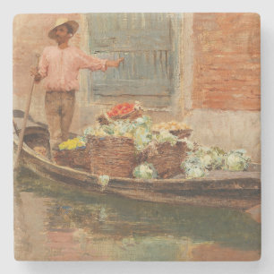 Vegetable Seller in Venice (by Vincenzo Caprile) Stone Coaster