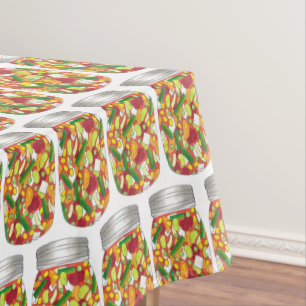 Vegetable Soup Canned Home Canning Jars Cooking Tablecloth