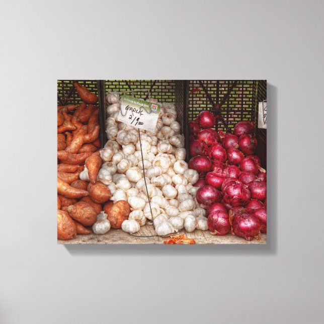 Vegetable - Sweet potatoes, Garlic, and Onions Canvas Print (Front)