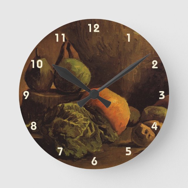 Vegetables and Fruit by Vincent van Gogh Round Clock (Front)