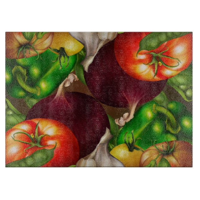 Vegetables and Herbs Organic Natural Fresh Food Cutting Board (Front)