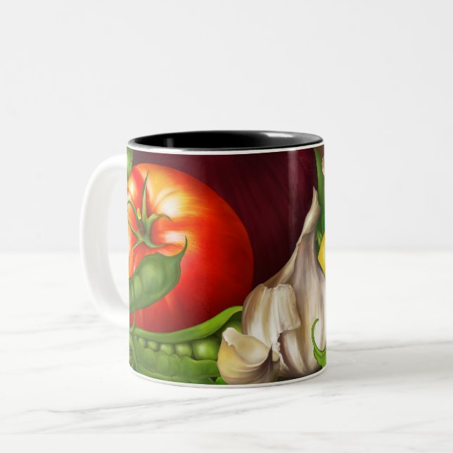 Vegetables and Herbs Organic Natural Fresh Food Two-Tone Coffee Mug (Front Left)