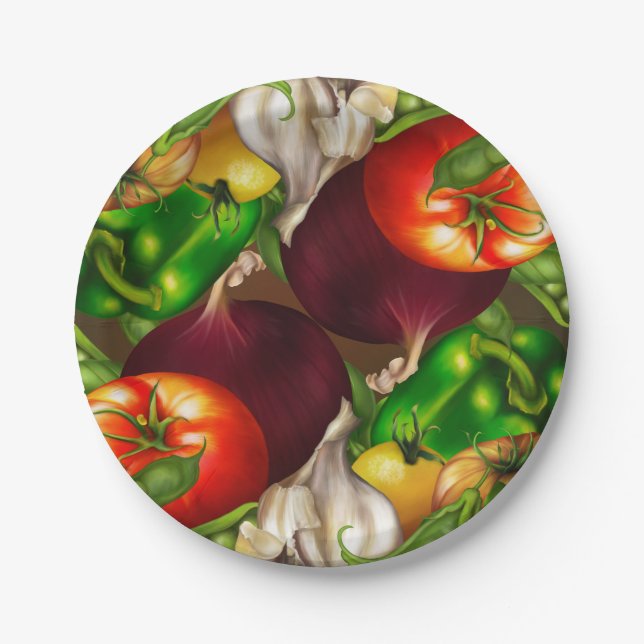 Vegetables and Herbs Organic Natural Veggies Food Paper Plate (Front)