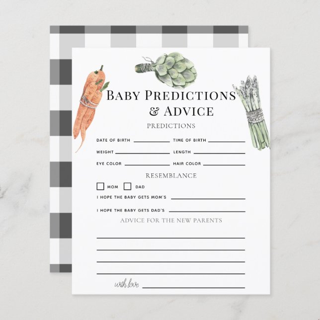 Vegetables Baby Predictions & Advice (Front/Back)