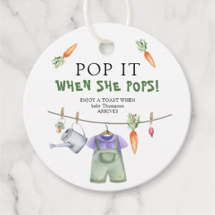 Vegetables baby shower - Pop it! When she pops!  Favour Tags