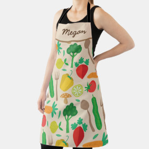 Vegetables broccoli carrots pepper lemon Custom  Apron