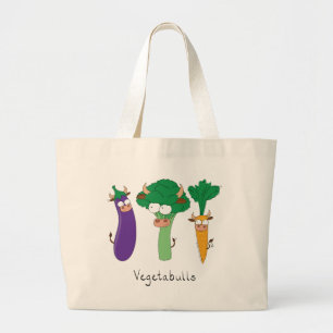 Vegetables Bulls Cute Kids Cartoon Large Tote Bag
