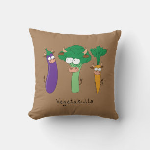 Vegetables Bulls Cute Kids Cartoon Throw Pillow