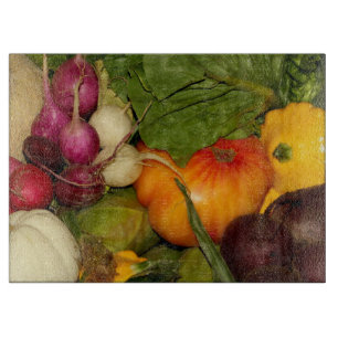 Vegetables Decorative Glass Cutting Board