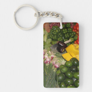 Vegetables Fresh Ripe Garden Mixed Harvest Market Keychain