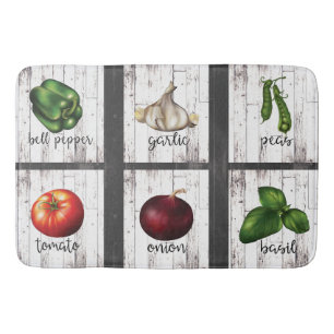 Vegetables & Herbs Rustic Modern Farmhouse Bath Mat