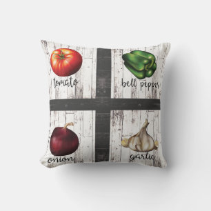Vegetables & Herbs Rustic Modern Kitchen Food Art Throw Pillow