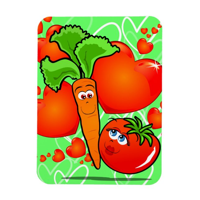Vegetables in love, premium magnet (Vertical)