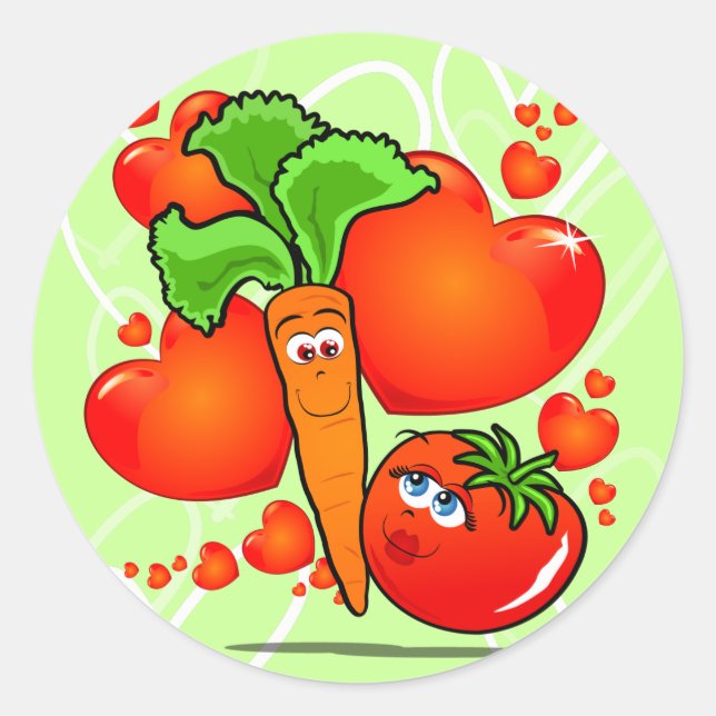 Vegetables in love, sticker (Front)