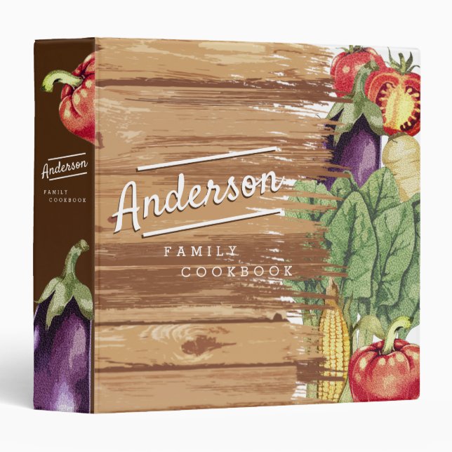 Vegetables personalized family cookbook recipe binder (Front/Spine)