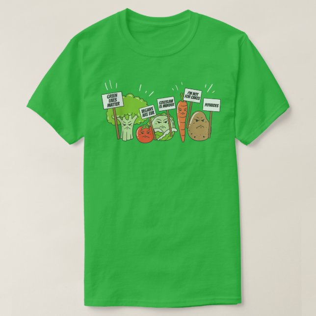 Vegetables Protesting Plant Based Diet Funny Veget T-Shirt (Design Front)