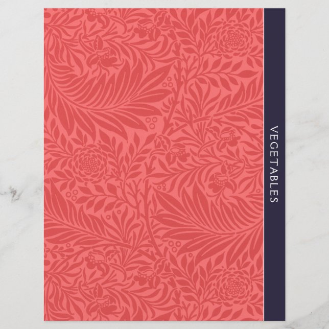 Vegetables | Recipe Divider | Vintage Red Floral (Front)