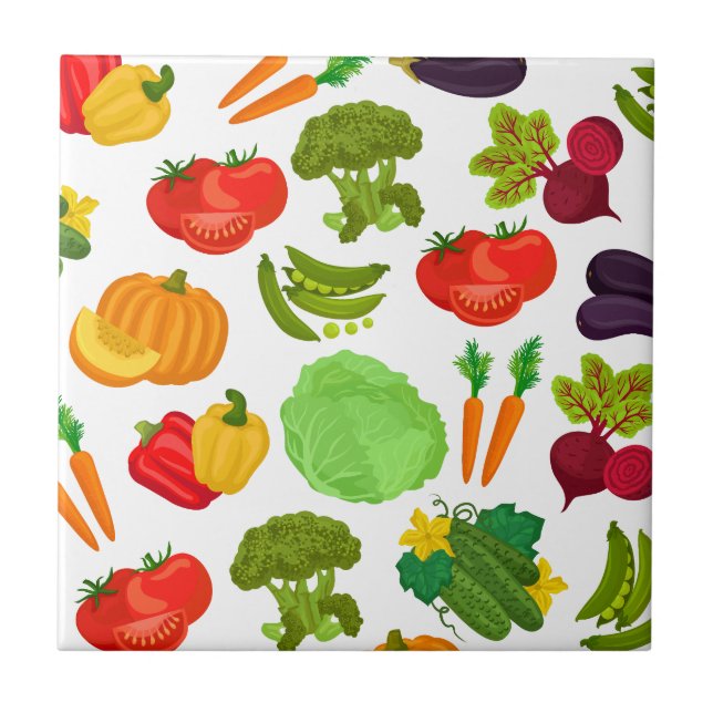 Vegetables Seamless Vegan Pattern Tile (Front)