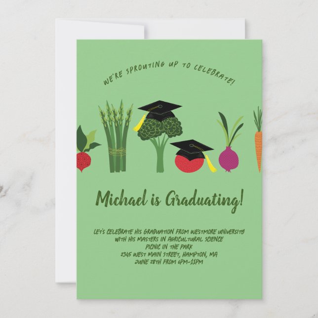 Vegetables Vegetarian Graduation Party Invitation (Front)