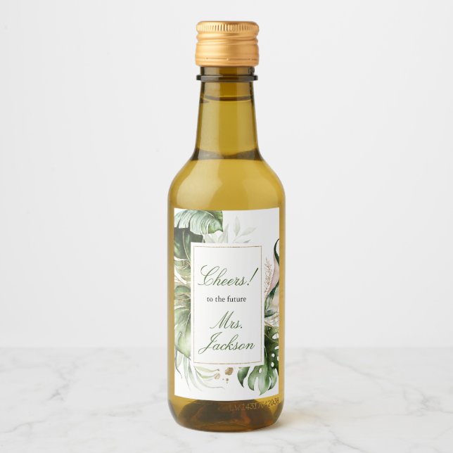 Végétal Tropical Mini Étiquette de bouteille à vin (Devant)