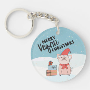 Végétan Noël avec piglet de dessin animé et cadeau