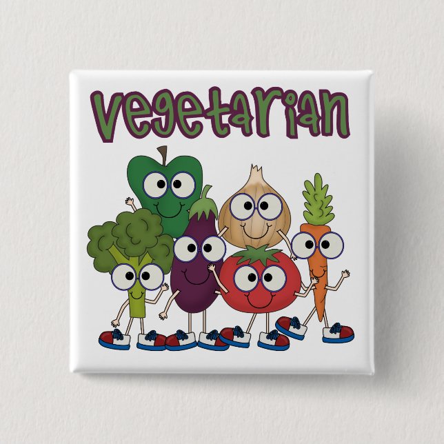 Vegetarian 2 Inch Square Button (Front)