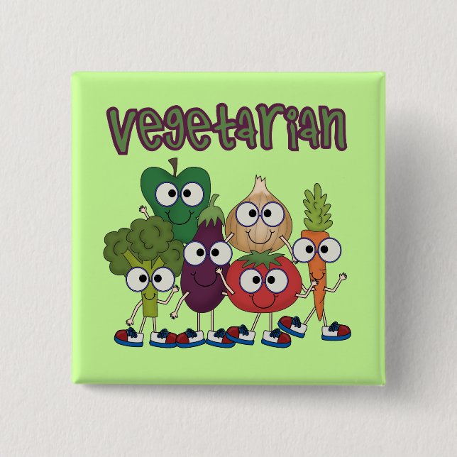 Vegetarian 2 Inch Square Button (Front)
