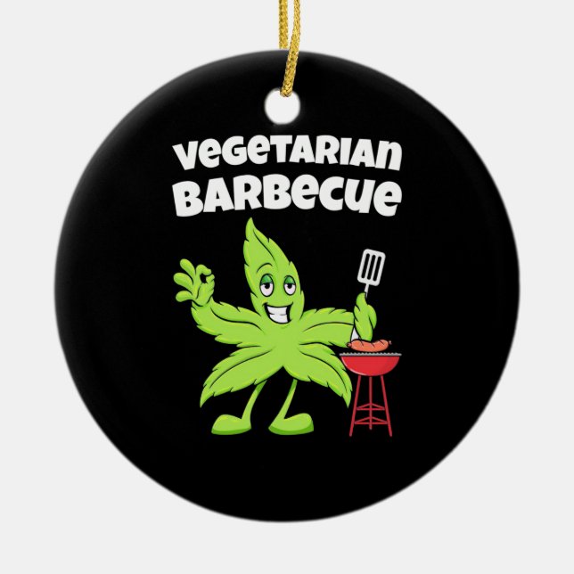 Vegetarian Barbecue Ceramic Ornament (Front)