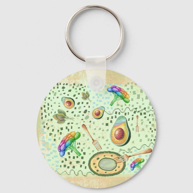  vegetarian broccoli and avocado keychain (Front)