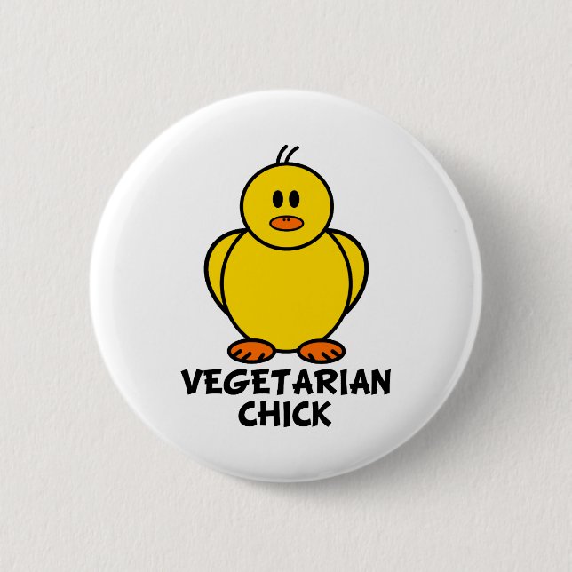 Vegetarian Chick 2 Inch Round Button (Front)