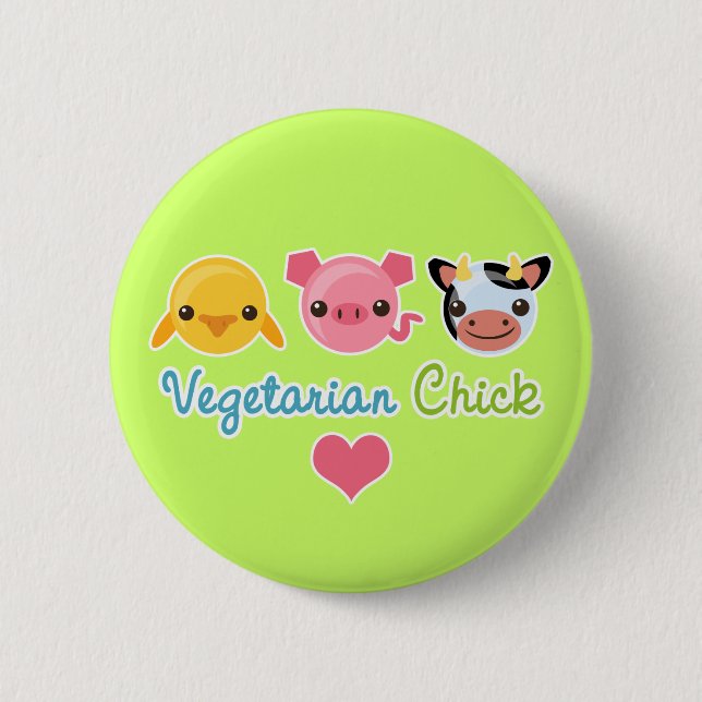 Vegetarian Chick 2 Inch Round Button (Front)