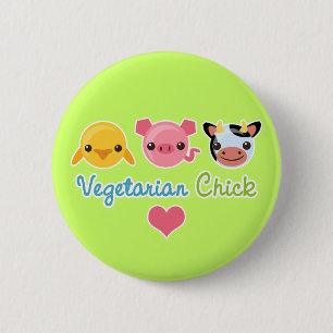 Vegetarian Chick 2 Inch Round Button