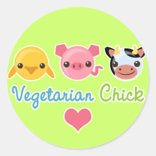 Vegetarian Chick Classic Round Sticker