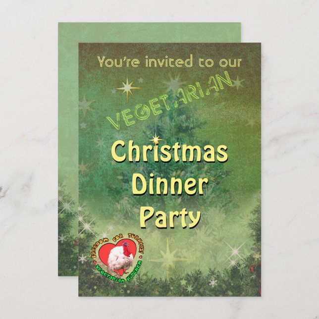 Vegetarian Christmas Dinner Invitation (Front/Back)
