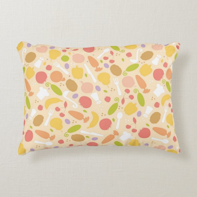 Vegetarian cooking pattern background accent pillow (Front)