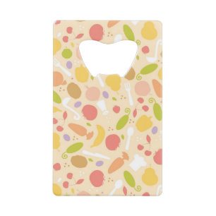 Vegetarian cooking pattern background credit card bottle opener