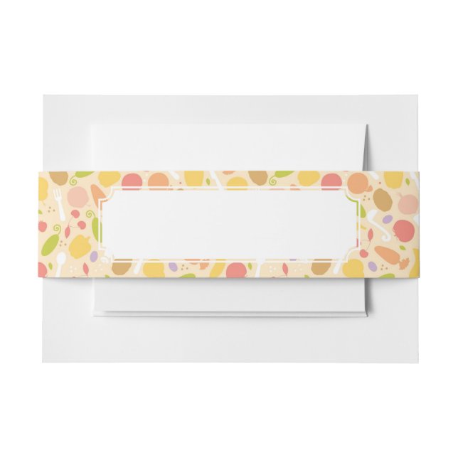 Vegetarian cooking pattern background invitation belly band (Front Example)