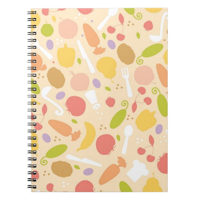 Vegetarian cooking pattern background notebook (Front)