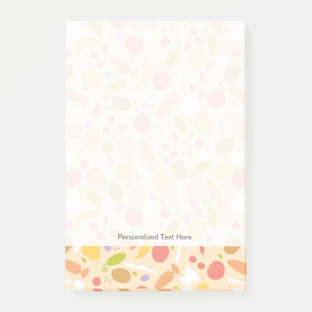 Vegetarian cooking pattern background post-it notes (Front)