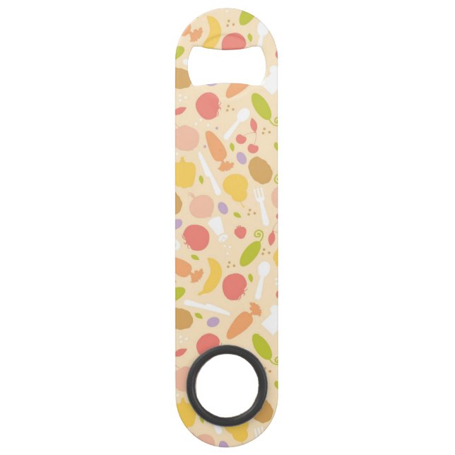 Vegetarian cooking pattern background speed bottle opener (Front)