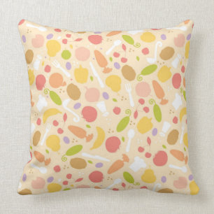 Vegetarian cooking pattern background throw pillow