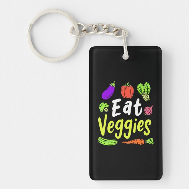 Vegetarian Eat Veggies Keychain (Front)
